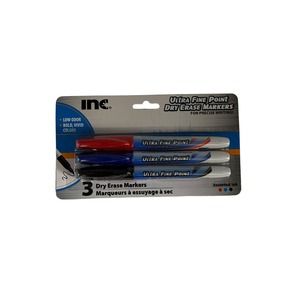 INC Ultra Fine Point Dry Erase Markers Set of 3 Red Blue Black